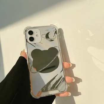 Зеркальная поверхность Плюшевый мишка Луна Мобильный телефон Apple 15 Pro Max Plus Подходит 14 13 12 11 Защита от падения shrelll