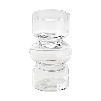 Прозрачная стеклянная ваза Модная ваза для цветов Эстетичный держатель для цветов для спальни, кабинета, квартиры, украшения дома