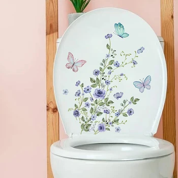 Наклейка с цветочной бабочкой на стену, декор для ванной, туалета, гостиной, кабинета, украшения дома, наклейки Украшают самоклеящуюся фреску