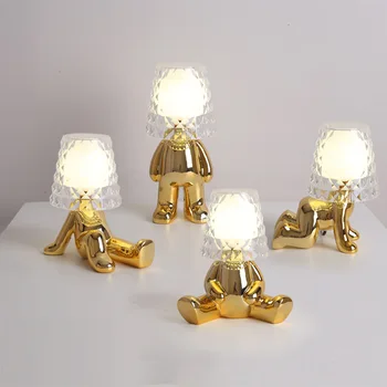 Настольная лампа Amazon Modern Nordic Creative Resin Gold Man Shape LED Декоративная Акриловая Настольная лампа