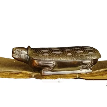 Китайская античная бронзовая коробка с чернилами в виде зверя Тан и черепахи, принадлежности для каллиграфии