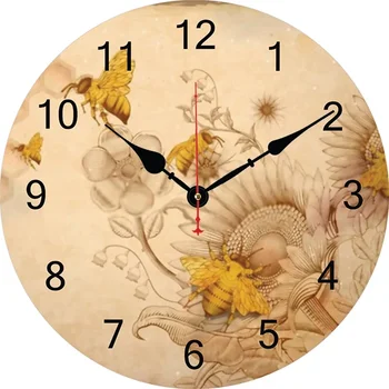 Настенные часы Honeybee с подсолнухом Современный дизайн Гостиная Спальня Украшение офиса Кухонные часы Художественные настенные часы Домашний декор