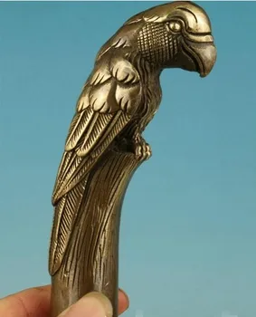 Готическая Старинная Латунная Статуя Попугая ручной работы, Головка трости, ручка Umberlla