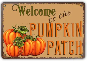 Добро пожаловать на Жестяную Вывеску Pumpkin Patch Винтажная Ретро Жестяная Вывеска Металлическая Вывеска Алюминиевая Вывеска