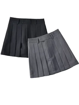 Willshela, женская модная однотонная мини-юбка с оборками и плиссированной застежкой-молнией спереди, винтажные женские шикарные юбки с высокой талией