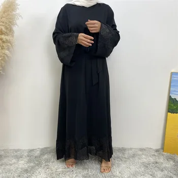 Мусульманские длинные платья Дубайское Кимоно Абайя Для женщин Вышивка Турция Скромный халат Арабский ислам Хиджаб Макси Платье Марокканский Кафтан Для женщин