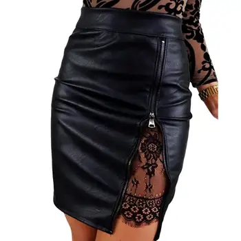 Очаровательная облегающая юбка выше колена, универсальная мягкая женская юбка-карандаш из искусственной кожи, эластичная мини-юбка-карандаш