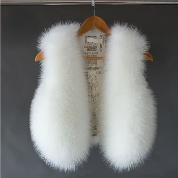Осенне-зимняя куртка, женская майка, Короткий однотонный жилет из искусственного меха Белого/розового/чернобурки