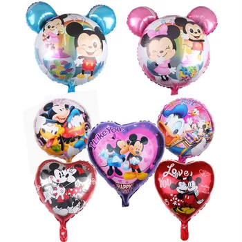Воздушные шары из алюминиевой пленки Disney, Мультяшная любовь, Микки, Минни и друзья, украшения для домашней вечеринки, Дня рождения, Игрушки для мальчиков и девочек, подарки