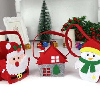 3 стиля Красная красочная Рождественская елка с рисунком Санта-Клауса и снеговика, сумка для конфет, украшение для домашней вечеринки, подарочная сумка, Рождественская сумка