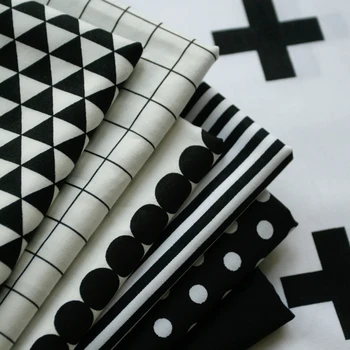 Холодная черно-белая клетчатая саржевая хлопчатобумажная ткань Пижамы для мальчиков Простыни Одежда ручной работы Diy