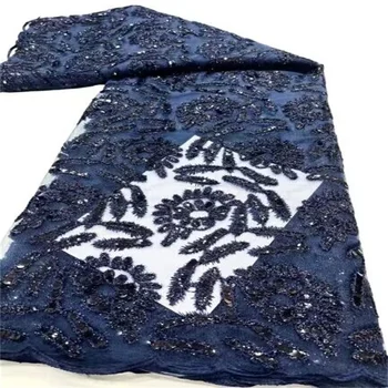 2023 Новейшая кружевная ткань Lake Blue с Африканскими блестками, вышивка, Французская сетчатая кружевная ткань с блестками, Нигерийское тюлевое кружево для вечеринки