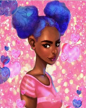 JMINE Div 5D african american Girl Heart, Наборы для вышивки крестом с бриллиантами, художественный портрет 3D-краской с бриллиантами