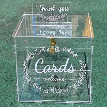 Акриловая коробка для свадебных открыток, сделанная своими руками, коробка для карточек, коробка для хранения денег, свадебные принадлежности