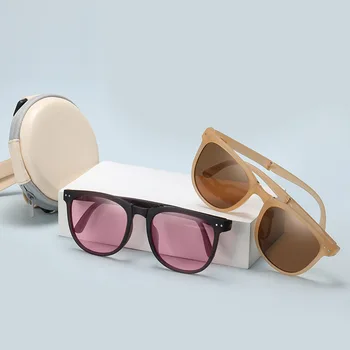 Поляризованные солнцезащитные очки, складные солнцезащитные очки с защитой от ультрафиолета, женские солнцезащитные очки в том же стиле, мужская мода
