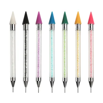 Ручка для точечного сверления ногтей, двуглавый карандаш для ногтей с клеем, Клейкий карандаш для сверления ногтей, инструмент для маникюра DIY Nail Art
