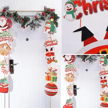 Рождественская декоративная дверная вешалка Креативный Мультяшный фон Подвесной кулон Санта Клаус Снеговик Рождественское украшение