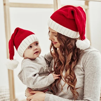 Рождественская шапка Зимняя теплая Новая Вязаная Милая Одежда для взрослых и детей Новогодняя вечеринка Детский подарок Рождественское украшение