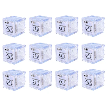 12 шт. Водонепроницаемый светодиодный кубик льда Светодиодная лампа Ice Cube Glowinthedark для вечеринки с выпивкой