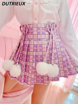 Осенне-зимняя новинка 2023, женская плиссированная юбка в клетку в японском студенческом стиле, универсальная модная короткая повседневная брючная юбка Femme