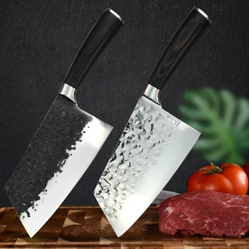 7,6-дюймовый нож для разделки, Кухонный нож шеф-повара, нож для нарезки из нержавеющей стали, нож для разделки мяса, китайский мясницкий нож с деревянной ручкой