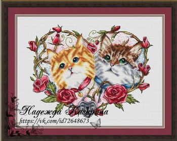 Наборы для вышивания Two Love Cats 36-29, наборы для вышивания крестиком, хлопчатобумажный батист DIY homefun embroidery Shop12