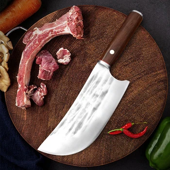 Китайский Мясницкий Нож для Резки Мяса Ручной Ковки 7