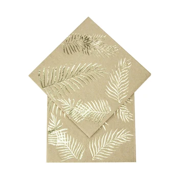 16шт Одноразовых салфеток из крафт-золотой фольги в виде пальмовых листьев, для вечеринки по случаю Дня рождения, для украшения свадебной посуды, Экологически чистые