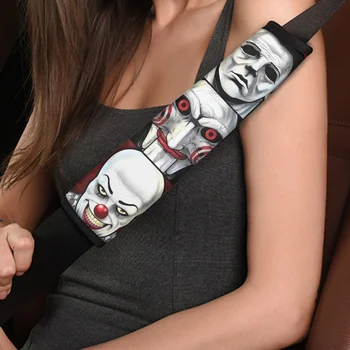 Универсальный 2ШТ Чехол для автомобильного ремня безопасности С персонажами аниме Ужасов на Хэллоуин, Плечевая накладка для ремня безопасности, Регулируемый Аксессуар для чехла для ремня безопасности.