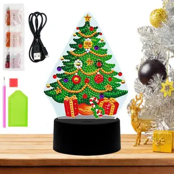 Наборы для рисования рождественской подсветкой, Рождественский ночник 5D DIY Crystal Art, 5D DIY Crystal Painting, Рождественский ночник на день рождения