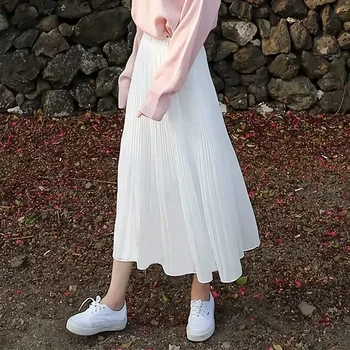 Fairy Core Длинная белая юбка для женщин, плиссированная юбка Миди трапециевидной формы для девочек, летняя одежда Fairycore с высокой талией, одежда Y2k