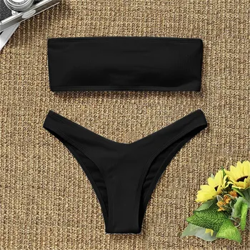 Сексуальные купальники-бикини, женский купальник 2023, однотонный бразильский комплект бикини, топ с подкладкой, купальный костюм, женская летняя пляжная одежда