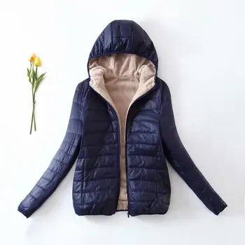 2023 Женская хлопчатобумажная куртка с капюшоном, приталенная, однотонная, с карманами на молнии, Стильное теплое универсальное верхнее пальто
