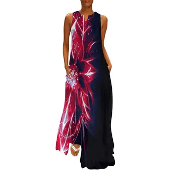 Модное женское длинное платье с летним цветочным принтом, элегантные платья для женщин, праздничное платье