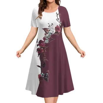 2023 Новые женские платья с 3D цветочным узором, топы с короткими рукавами, повседневная модная юбка трапециевидной формы, летние женские платья для отпуска оверсайз