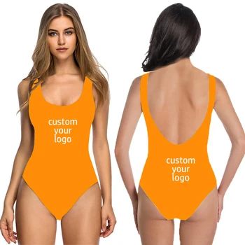 Женские купальники с пользовательским логотипом, цельный купальник, бикини с открытой спиной для пляжного отдыха, сексуальный женский костюм, модная лаконичная одежда