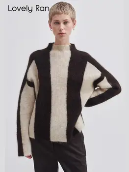 Полосатый свитер с круглым вырезом для женщин, модный пуловер с контрастной строчкой и длинными рукавами, осенне-зимний повседневный свитер, укороченный топ