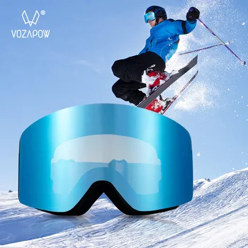 Vozapow Профессиональные Лыжные Очки Двухслойные Линзы С Защитой От Запотевания UV400 Большая Лыжная Маска Очки Для Катания На Лыжах Сноуборде Мужчины Женщины Снежные Очки
