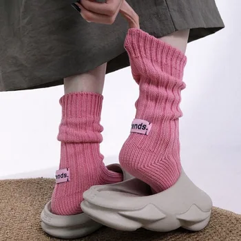 Носки унисекс для мужчин, женщин, осень и зима, стиль ins, однотонные хлопчатобумажные носки средней плотности, Размеры 36-44
