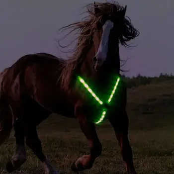 Светодиодная светодиодная упряжь для верховой езды, Принадлежности для верховой езды, платные Мигающие Украшения для нагрудника в виде лошадиного ошейника, Безопасное снаряжение для лошадей