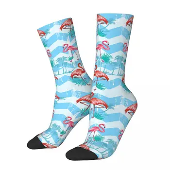 Длинные Ноги Птицы Сумасшедшие Мужские компрессионные Носки Унисекс Забавный И Прекрасный Розовый Фламинго Красивый Узор Harajuku Crew Socks Для Мальчиков