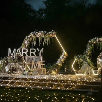 200 см свадебный реквизит Шестиугольная арка из кованого железа, Фоновое оформление сцены, белый