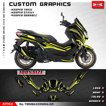 KUNGFU GRAPHICS Пользовательские Мотоциклетные Наклейки Комплект Наклеек для Yamaha NMAX 125 155 NMAX125 NMAX155 2020 2021 2022 2023, Желтый, Черный