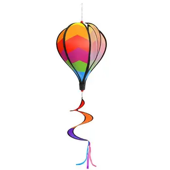 Воздушный шар, красочный вращающийся садовый спиннер, Вращающаяся ветряная лента, Ветряная мельница, Подвесное украшение на открытом воздухе, Радужная вертушка